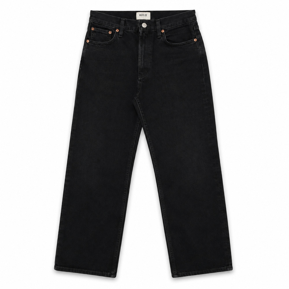Agolde Harper Straight Leg Jeans Womens Size 24 Black Hush Mid Rise Relaxed